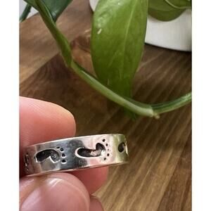 Vintage Sterling Silver Stamped 925 Footprints in the Sand Toe Ring Size 6.25